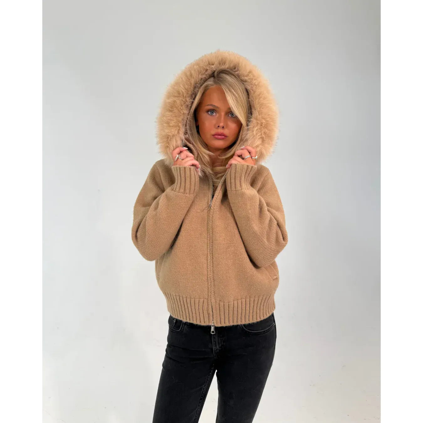 FUR ZIP JACKET BROWN