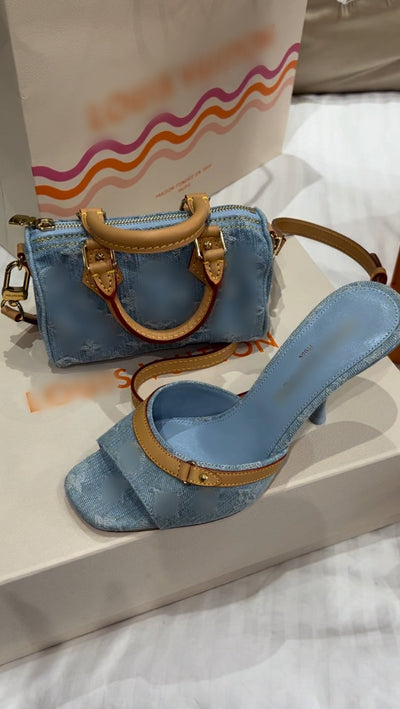 LV Blue denim heels