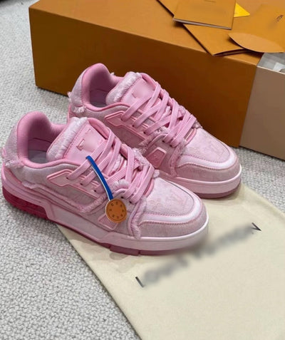 LV Pink distressed trainers